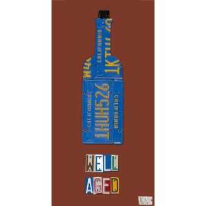   Art License Plate Wine Bottle Well Aged Wall Art 18x36