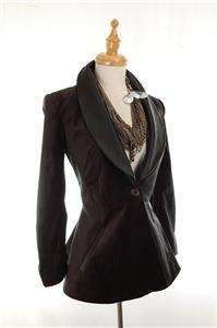   AUTH $650+ Alice + Olivia Black Flared Tuxedo Coat Jacket XS  