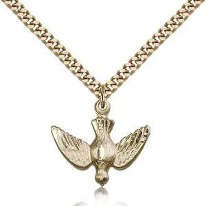  Gold Filled Holy Spirit Peace Dove Medal Pendant 3/4 x 7/8 