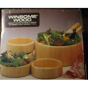  7 Piece Beechwood Salad Set
