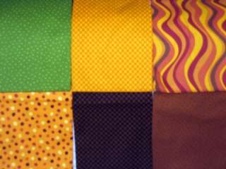 10 FAT QUARTERS FROM P&B POP PARADE IN YELLOW AND BROWN  