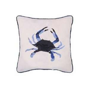  16 x 16 Hooked Pillow, Blue Crab