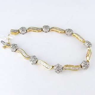 CT Diamond Floral Shaped Ladies Bracelet 14k Gold  
