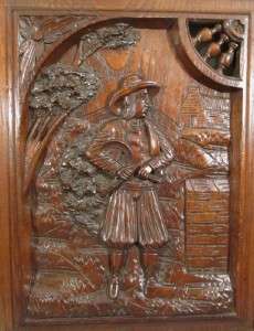   Antique Wood Architectural Panel Door Oak Highly Carved w/ Man  