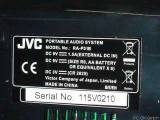 JVC RA P51 Soundsystem Display iPod Dock Radio schwarz 4975769371202 