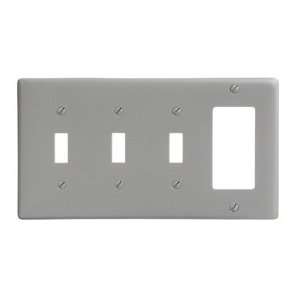 Bryant Np326gy Toggle Styleline Combo Plate, 4 Gang, Standard, Gray 