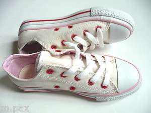 New Converse Chuck Taylor All Star White Canvas Pink For Girls Lo Cut 
