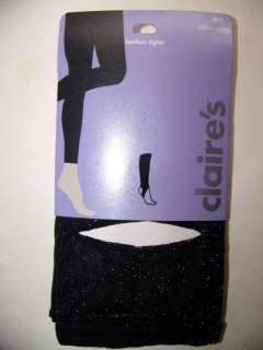 Claires Black Footless Tights w/Silver Shimmer Sz M/L  