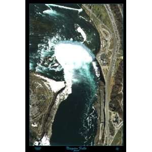  Canadian Niagara Falls satellite poster/map print from 