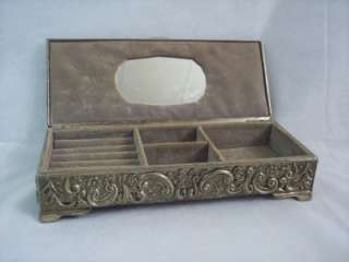   Silver Co. Jewelry Box Elegant Grey Velvet and Mirror Interior  