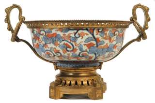 Antique Japanese Imari Bronze Mounted Centerpiece Bowl  