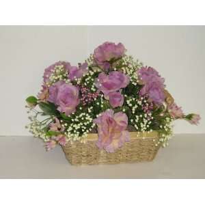  Lavender and Cream Floral Arrangement in Basket (12tall 