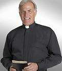Mens Clergy Cassock Robe Preacher Tab Collar Shirt Black 18 18 1/2 34 