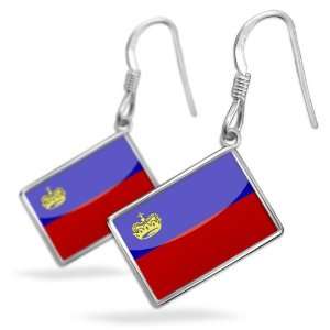  Earrings Liechtenstein Flag with French Sterling Silver 