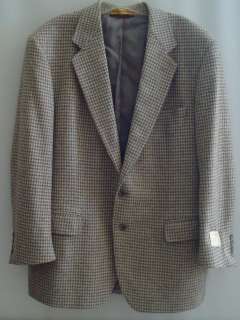  Mens Jacket GRAY CREAM Houndstooth Natural Style Sport Coat 