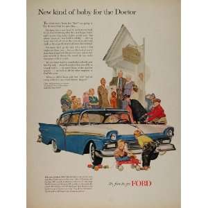 1957 Ad Blue White Ford Fairlane 500 Club Victoria Doc   Original 