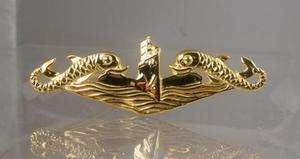 SUBMARINE DOLPHIN OFFICER DEEP WAVE PIN .925 BADGE  