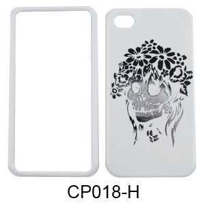   CASE COVER CHROME SKULL FLOWERS WHITE Cell Phones & Accessories