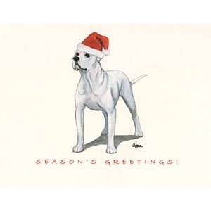  American Bulldog in Santa Hat Boxed Christmas Notecards 
