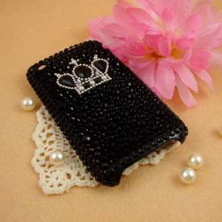 Black Crown Back Bling Hard Case Cover F iphone 3G 3GS  