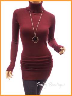 Comfy Turtleneck Long Sleeve Knit Tunic Top Sweater  