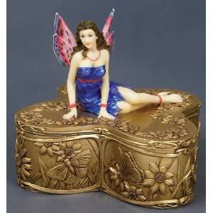 Figurine Fairy Butterfly Jewelry Box Cold Cast Resin 
