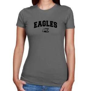  Eastern Michigan Eagles Ladies Charcoal Logo Arch T shirt 