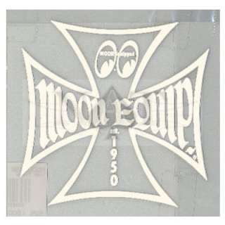 Mooneyes Moon Equipped Aufkleber Eisernes Kreuz beige liniert Iron 
