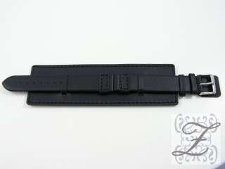 Schwarzes Breitband Uhrenarmband aus Leder Schwarz 18 20 22 24 mm 