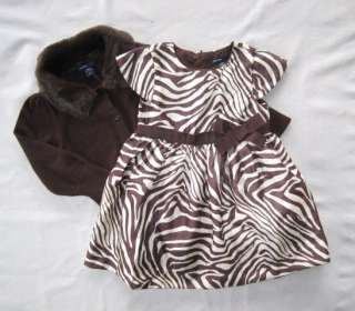 NWT Baby Gap Roman Getaway Zebra Dress & Fur Cardigan 12 18 18 24 