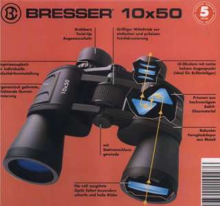 BRESSER`S Topfernglas 10x50 BaK 4 Optik Einsteigerglas  