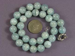 Necklace Aquamarine B 12mm Round Beads  