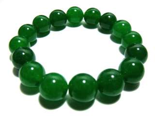 12mm Dark Green jade Beads Amulet Elastic Bracelet  