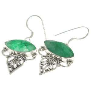    925 Sterling Silver Created Emerald Earrings, 1.63, 6.8g Jewelry