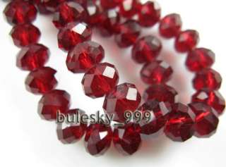 100pcs Faceted Glass Crystal Loose Rondelle Bead 6x4mm Dark Red  