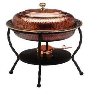   Dutch 16.5 x 12.5 x 18 Oval Antique Copper Chafing Dish 6 Qt Kitchen