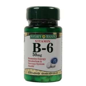  Natures Bounty  Vitamin B 6, 50 mg, 100 tablets Health 