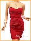 Red Strapless Ruched Club Evening Cocktail Mini Dress M