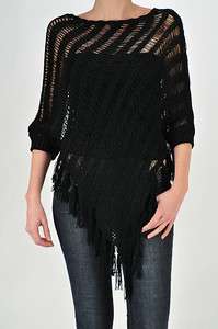 Trendology Attached Sleeve Style See Through Knit Light Sweater Top 
