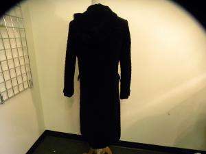 KENNETH COLE black velour quilted long coat S  