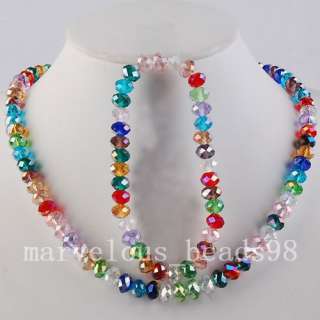 Multi color Crystal Beads Necklace Bracelet Set G3215  