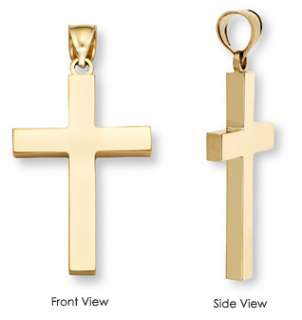 Mens 14K Solid Yellow Gold Polished Cross Pendant Christian Crucifix 