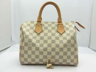 Louis Vuitton Authentic Damier Azur Speedy 25 Hand Bag Purse Auth 