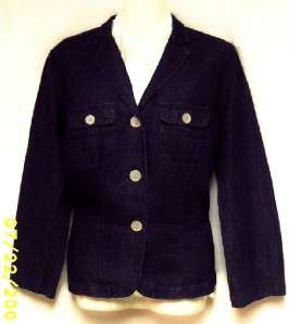 Womens Ralph Lauren Dark Blue Denim Blazer Jacket Coat Size Large 14 