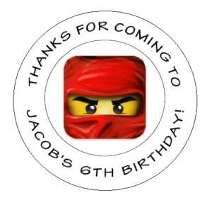 SEE CHOICES 12 Ninjago Ninja 2.5 STICKERS Labels Lego Birthday Party 
