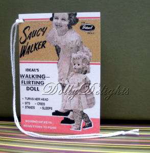 Ideal SAUCY WALKER Wrist Hang Tag   1950s   1 Tag  