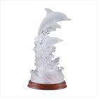 DOLPHINS ON WAVES OF LIGHT DOLPHIN STATUE GLOW NIGHT LIGHT NV32270 
