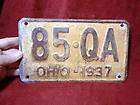 1937 ohio license plate  