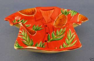 Clay Art Tropicool Hawaiian Aloha Shirt Bowl Pineapples  