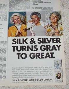 1976 ad Clairol Silk & Silver gray hair color PRINT AD  